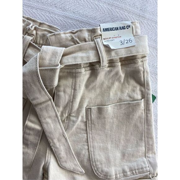 AMERICAN RAG JUNIORS 3/26 PAPER BAG WAIST SHORTS - Picture 2 of 11